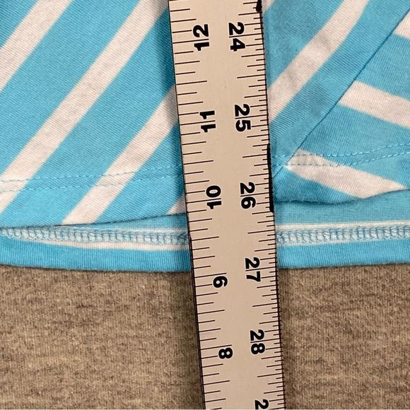 RXB Womens Blue/White Geometric Stripes Short Sleeve Athletic Blouse Size Large - Picture 6 of 9